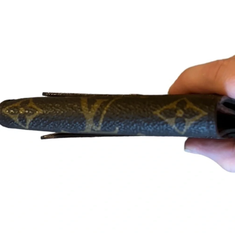 Louis Vuitton vintage bifold wallet snaps brown logo/gold hardware - Picture 8 of 13